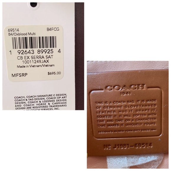 COACH 1941 Serra Colorblock Satchel Oxblood Multi - Picture 12 of 16